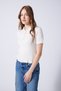 Polo Collar Button Detail Tricot Blouse Ecru - 3