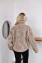 Printed-Printed Collar Detail-Gray Melange Coat - 2