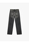 Cotton Regular Cut Buttoned Straight Leg Washed Denim Trousers - Straight Fit Jean - 5