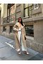 Women's Stone Double-Breasted Belted Trench Coat - 2