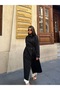 Women's Black Double Breasted Belted Trench Coat - 6