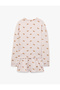 Dog Print Relaxed Fit Long Sleeve Striped Pajama Set with Shorts - 3