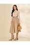 Women Beige And Brown Belted Dress - 4