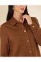 Women Brown Plain Suede Wide Leg Trousers - 4