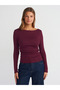 Drawstring Boat Neck Long Sleeve T-Shirt - 2