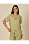 Women Olive Plain Pyjama Set (2 Piece) - 2