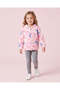 Girls Pink Stitch Printed Fur Hooded Jacket - 2