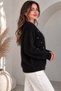 Women's Bearded Thread Pearl Stone Detailed Diamond Patterned Knitwear Sweater - 3
