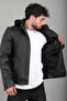 Detachable Mesh Hooded Faux Leather Coat Kmd 814_50515 - 4