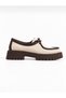 Women's Beige Brown Lace-Up Thick Sole Casual Loafer Shoes