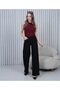 Women's Black High Waist Five-Pocket Loose Wide Leg Palazzo Jeans