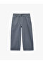 Elastic Waist Buttoned Loose Cut Cotton Gabardine Balloon Trousers