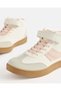 Girls White And Pink Material Block High Top Sneakers - 3