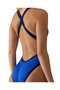 Women's Training Swimsuit Wide Strap Open Back Solid Royal Navy Blue - 7