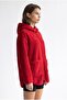 2233 Hooded Pocket Zippered Soft Textured Fleece Sweatshirt Red - 4