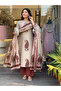 Cream & Rust Orange Paisley Printed Viscose Suit Set - ALV2232 | Cream & Rust Orange-Size:M-38-Inches - 4