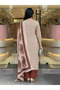 Cream & Rust Orange Paisley Printed Viscose Suit Set - ALV2232 | Cream & Rust Orange-Size:M-38-Inches - 5