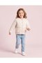 Girls White Floral Quilted Jacket - 2