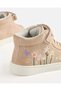 Girls Beige Floral Embroidered High Top Sneakers - 4