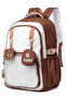 Mocha Duo Backpack 17 Inch School Bag with Anti-Theft Pocket, Includes Bear Charm, Anime Badge Set, Mini Pouch, 43 x 28 x 18 cm