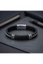 💎   Premium Shiny & Stylish Black Leather 316L Steel Chain Lockable Men's Bracelet 31834B19D3 - 21 cm - 3