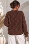 Women's Bearded Thread Pearl Stone Detailed Diamond Patterned Knitwear Sweater - 4