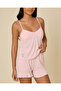 Women Pink Lurex Viscose Padded Cami Set With Lace - 4