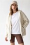 2233 Hooded Pocket Zippered Soft Textured Fleece Sweatshirt Ecru - 4