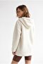2233 Hooded Pocket Zippered Soft Textured Fleece Sweatshirt Ecru - 6