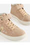 Girls Beige Floral Embroidered High Top Sneakers - 3