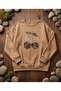 Women's Leopard Cherry Print Oversized Crew Neck Sweatshirt