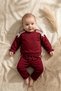 Burgundy and White Striped Ribbon Detailed Baby Girl and Child Cotton Tracksuit Set - Soft Textured Two-Piece - 3