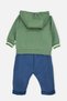 Two-Strap Hooded Cardigan 3-Piece Set (Star of Winter) Green - 3