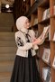 Women's Ecru Floral Embroidered Bow Detailed Balloon Sleeve Blouse - 4