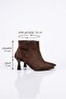 Women's Koss Brown Suede 7 cm Heeled Pointed Toe Zippered Boots - 3