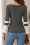 Women's Boat Neck Spanish Sleeve Stone Star Detailed Relaxed Cut Anthracite Knitwear Sweater - 5