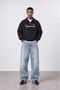 Men's Not for Everyone Embroidered Polo Collar Oversize Sweatshirt Black - 4