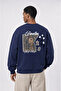 Men's Finalize Patch Detailed Oversize Sweatshirt Navy Blue