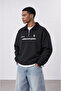 Men's Not for Everyone Embroidered Polo Collar Oversize Sweatshirt Black - 2