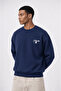 Men's Finalize Patch Detailed Oversize Sweatshirt Navy Blue - 3