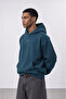 Men's Rosette Embroidered Oversize Hoodie Emerald - 3