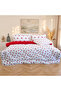 Double Sided Heart Patterned Wellsoft Quilt Sleeping Set 195X215 & 4 Pillowcases & Fitted Sheet - 2