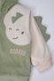Velvet Hooded Cardigan 3-Piece Set (Cute Dino) Green - 3