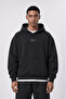 Men's Rosette Embroidered Oversize Hoodie Black - 2