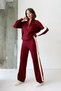Women's Burgundy Stylish Stripe Detailed Sweater Palazzo Pants Bottom Top Double Knitwear Set (New Color) - 2