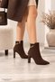 Removable Chain Detail Zippered Women's Suede Boots with Heels