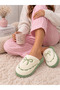 Women's Plush House Slippers Ribbon Embroidery Closed Toe House Slippers Non-Slip Sole Winter Women's House Dowry Slippers Stc1359 - 3