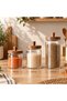 Set of 3 Glass Jars with Wooden Lids and Handles - Set of 3 Different Sizes for Food and Spice Containers
