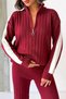 Women's Burgundy Stylish Stripe Detailed Sweater Palazzo Pants Bottom Top Double Knitwear Set (New Color) - 6