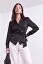 Satin V-Neck Tie Blouse - 4